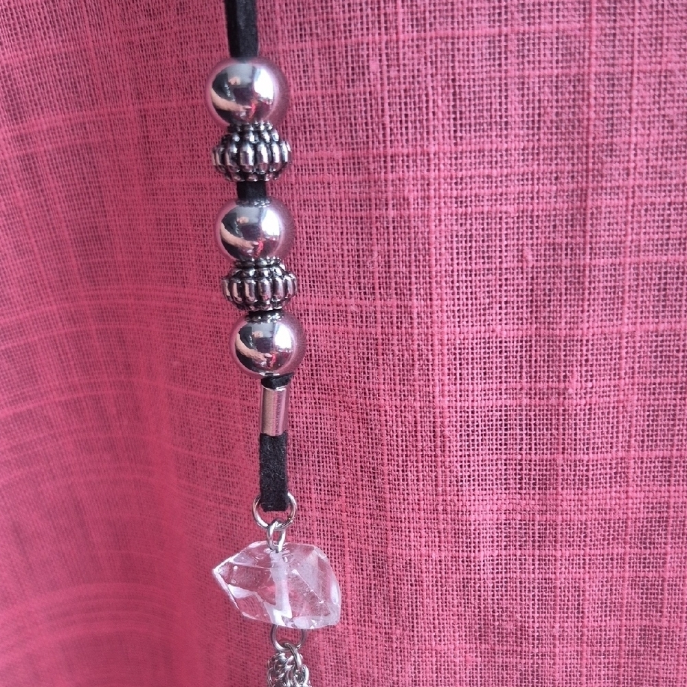 Tocara Choker Necklace Accented With Silver & Glass Dangles (J69) - Picture 5 of 6